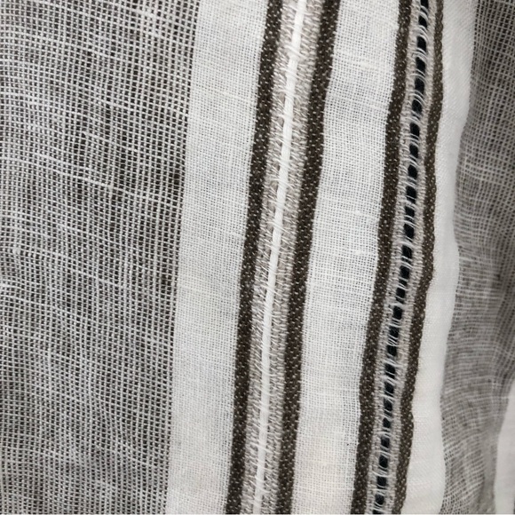 Chico's Linen Brown Striped High Waist Wide Leg Pants Sz 3 - XL - Picture 4 of 10